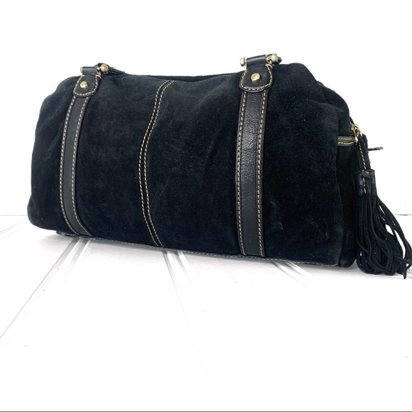 LIZ CLAIRBORNE GENUINE LEATHER HANDBAG BLACK LEATHER SHOULDER WOMEN MEDIUM BAG - Picture 17 of 17